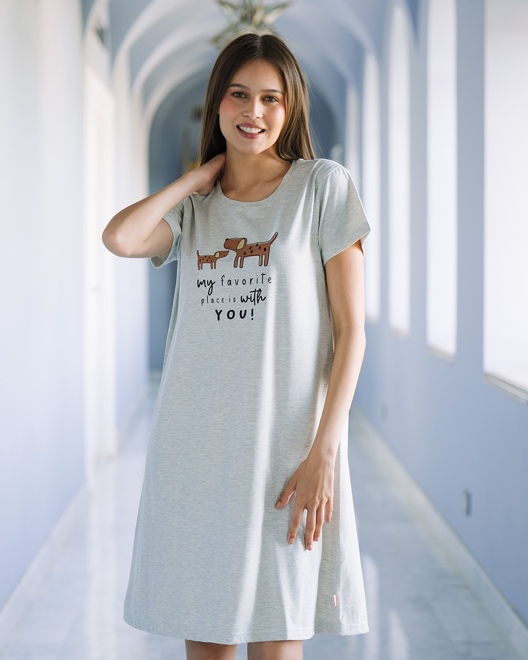 Cute Puppies Women's Half Sleeve Nightgown