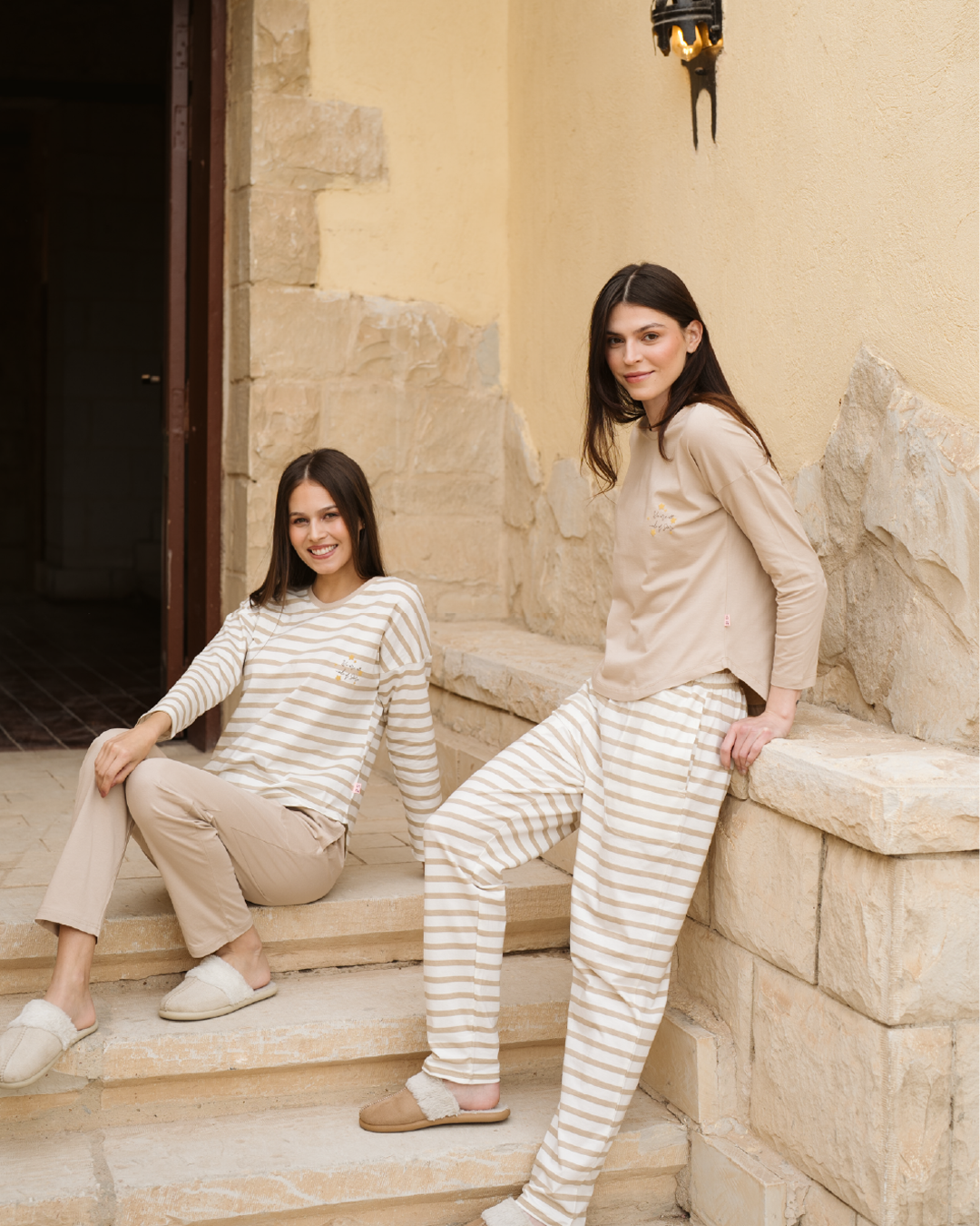 We are all made of stars Women's Striped Cotton Pajamas