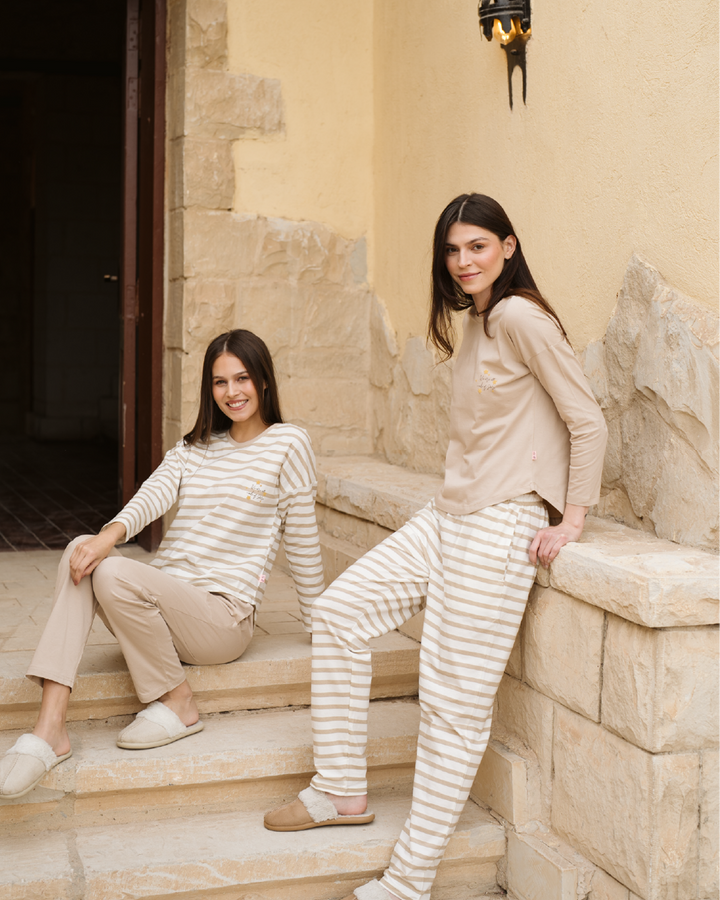 We are all made of stars Women's Striped Cotton Pajamas