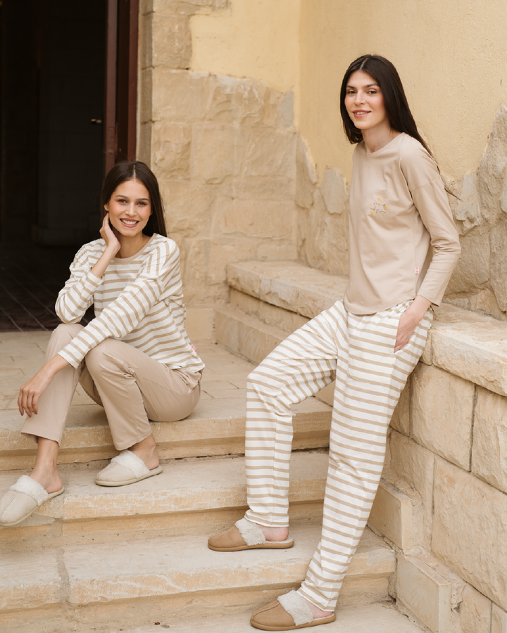 We are all made of stars Women's Striped Cotton Pajamas