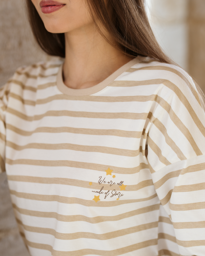 We are all made of stars Women's Striped Cotton Pajamas