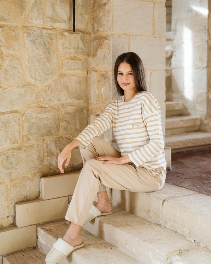 We are all made of stars Women's Striped Cotton Pajamas