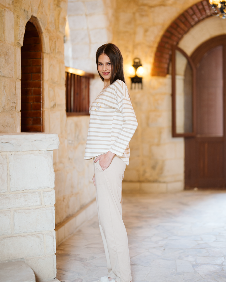 We are all made of stars Women's Striped Cotton Pajamas