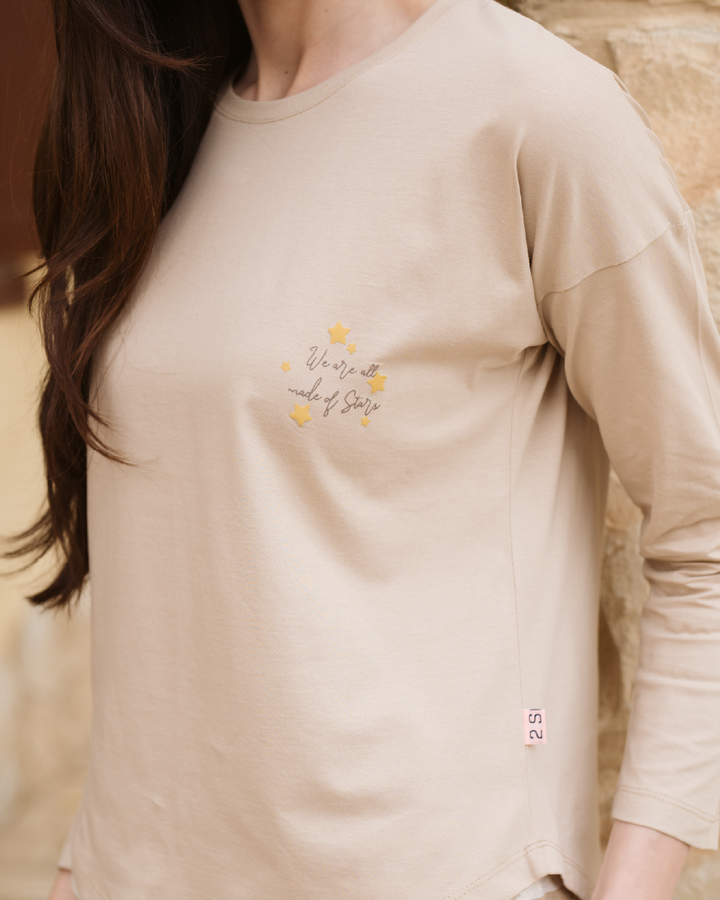 We are all made of stars Women's Striped Cotton Pajamas