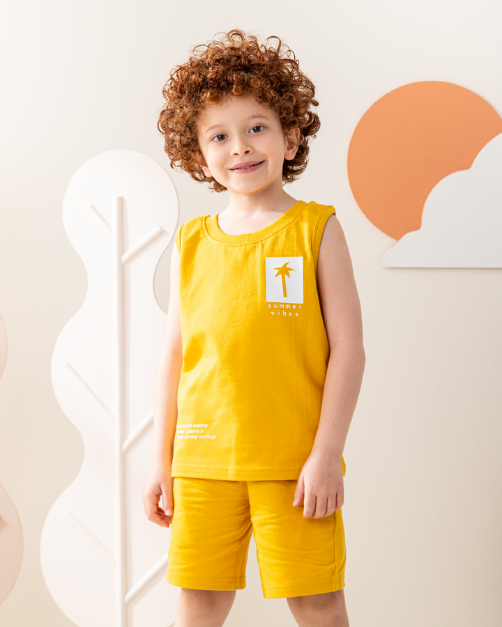 Palm Tree Stamp Boys' Pajama Set