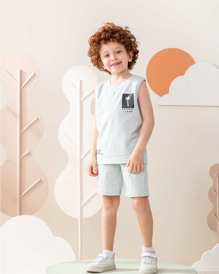 Palm Tree Stamp Boys' Pajama Set