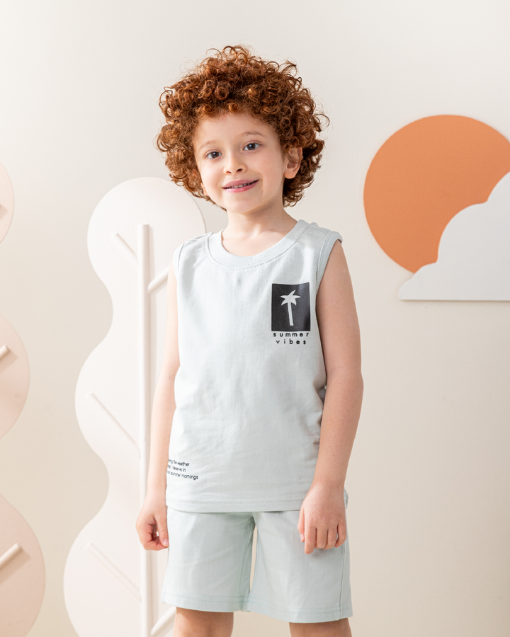 Palm Tree Stamp Boys' Pajama Set