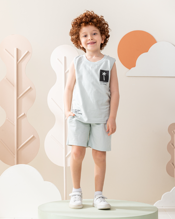 Palm Tree Stamp Boys' Pajama Set